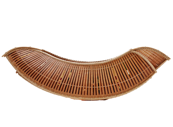 古矢竹舟形花籃 東風