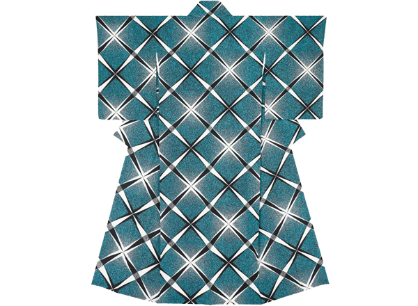 友禅着物「位相重ね格子文  輝」